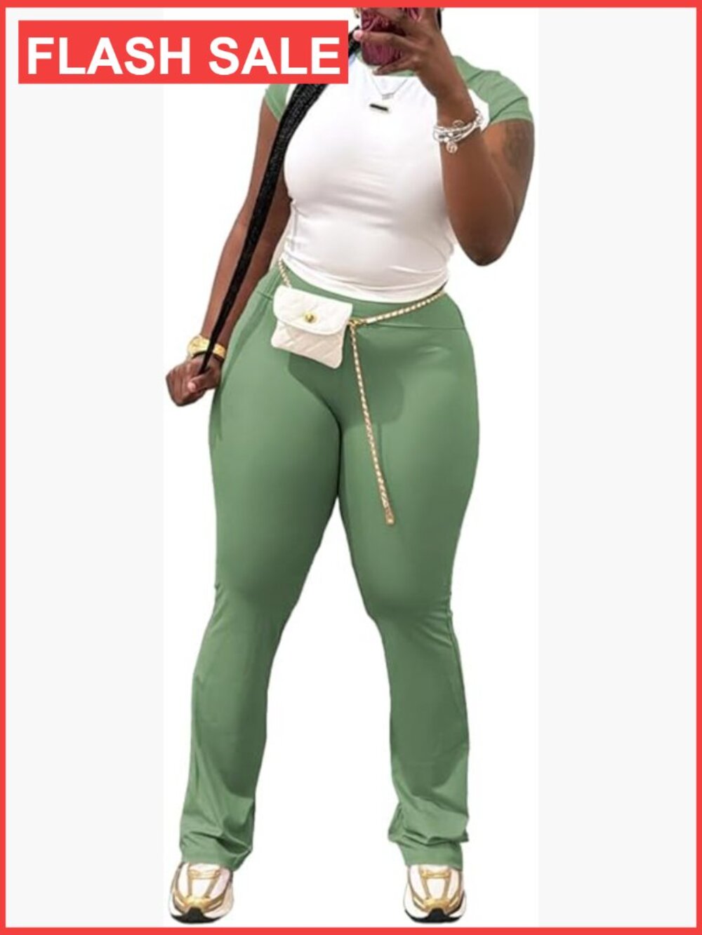 Large Lightweight Polyester Elastane Crop Tank Top High Waisted Sweatpants Set - Picture 1 of 6